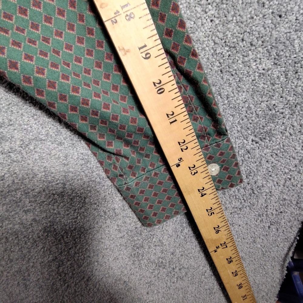 Cinch Button Down Shirt Diamond Print Western Short Sleeve Green Mens Size M - Picture 9 of 9